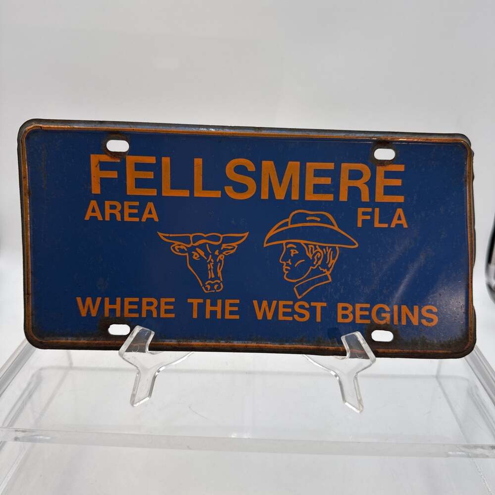 Fellsmere FLA Country Cowboy STEEL Plate vintage Farmer Plow Horse Cattle